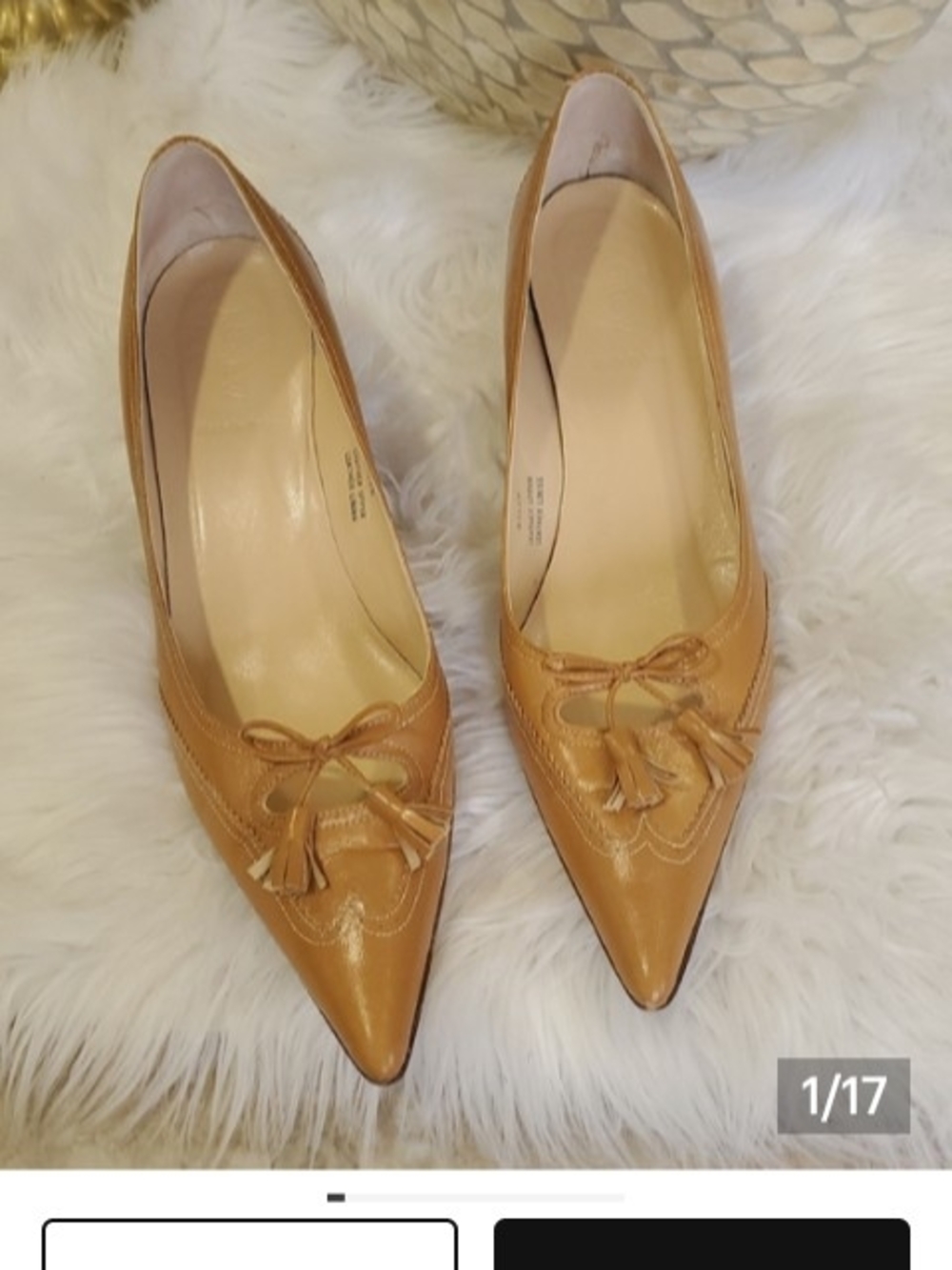 J. Crew Made In Italy  Tan Pointed-Toe Tassel Leather  Pumps